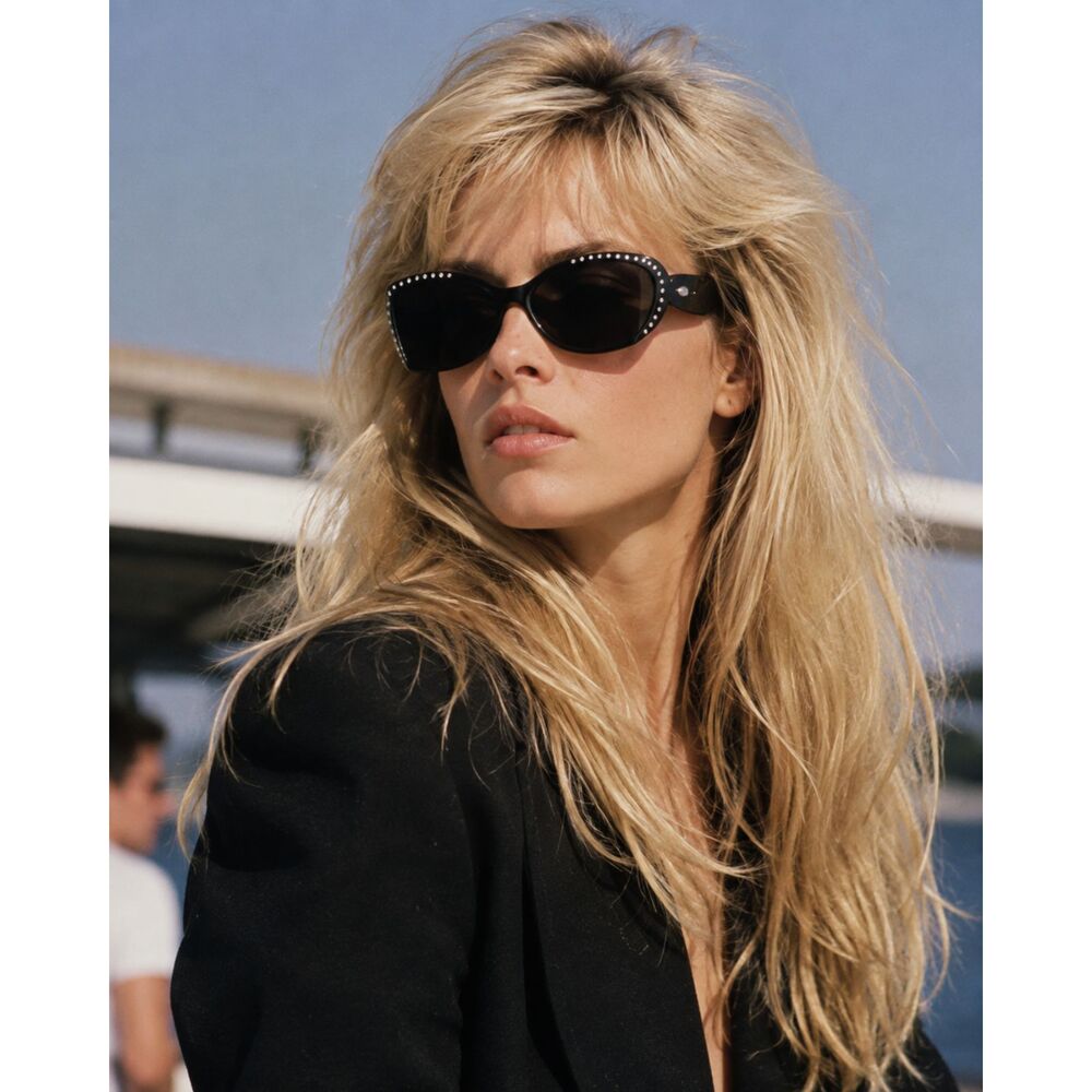 Dior 2439 sunglasses, 80s vintage glossy black frame with rhinestones GREAT COND